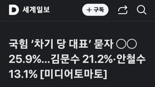 내란당 차기 당대표 여론조사...1위 OO 25.9%