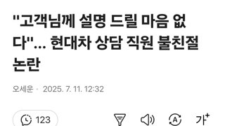 '고객님께 설명 드릴 마음 없다'… 현대차 상담 직원 불친절 논란