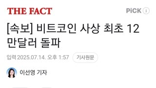 [속보] 비트코인 사상 최초 12만달러 돌파