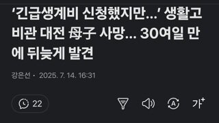 ‘긴급생계비 신청했지만…’ 생활고 비관 대전 母子 사망… 30여일 만에 뒤늦게 발견