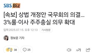 [속보] 상법 개정안 국무회의 의결…3%룰·이사 주주충실 의무 확대