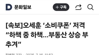 오세훈 ‘소비쿠폰’ 저격 “하책 중 하책…부동산 상승 부추겨”