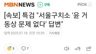 [속보]특검...서울구치소서 윤석열 거동에 문제없다 답변와