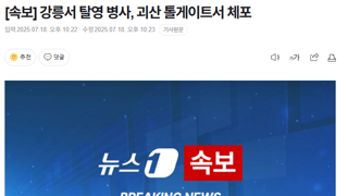 [속보] 강릉서 탈영 병사, 괴산 톨게이트서 체포