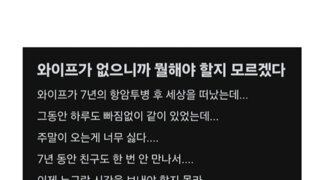 와이프가 없으니까 뭘 해야 할지 모르겠다