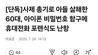 사제 총기로 아들 살해한 60대, 아이폰 비밀번호 함구에 휴대전화 포렌식도 난항