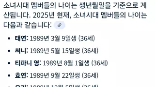 소녀시대 맴버들이 불혹을 바라보네..