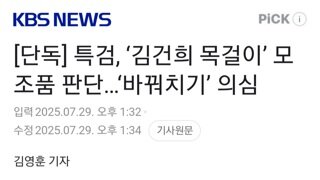 건희특검...목걸이 모조품으로 판단 바뀌치기 의심