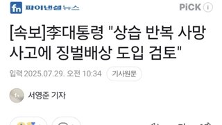 반복적 산업재해에 징벌적 배상 도입 검토