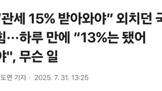 “관세 15% 받아와야” 외치던 국힘···하루 만에 “13%는 됐어야