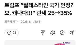 트럼프 “팔레스타인 국가 인정? 오, 캐나다!!!” 관세 25→35%