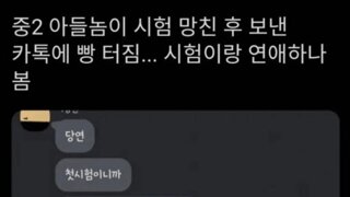 중2 아들놈이 시험망치고 보낸 카톡