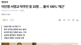 국회 출석율 꼴지 진종오 나경원  김희정