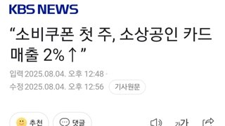 “소비쿠폰 첫 주, 소상공인 카드 매출 2%↑”