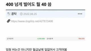 400 넘게 버는데 월 40만원 지출