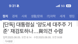 단독] 대통령실 '양도세 대주주 기준' 재검토하나…與의견 수렴