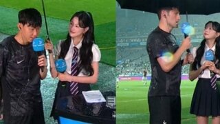 우산 든 손 보니…손흥민-데이비스 인터뷰 뒤늦게 온라인서 ‘와글’