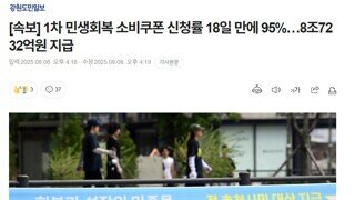 1차 민생회복 소비쿠폰 신청률 18일 만에 95%…8조7232억원 지급