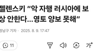 젤렌스키 “악 자행 러시아에 보상 안한다…영토 양보 못해”