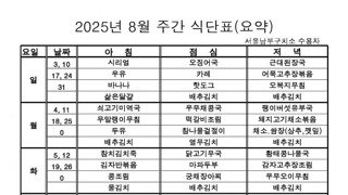 김건희 8월 식단표