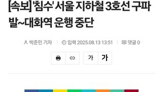 3호선 화정역의 침수로 인해, 구파발~대화역 3호선 구간 운행 중단