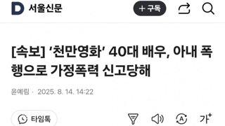 [속보]천만영화 40대 배우....아내 폭행으로 신고 당해