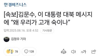 [속보]김문수, 이 대통령 대북 메시지에 “왜 우리가 고개 숙이나”