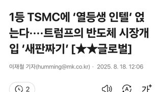 1등 TSMC에 ‘열등생 인텔’ 얹는다····트럼프의 반도체 시장개입 ‘새판짜기’
