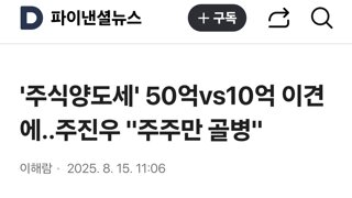 '주식양도세' 50억vs10억 이견에..주진우 