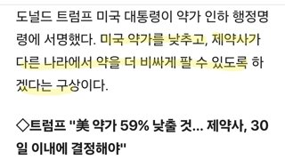 트럼프 제약인하 행정명령 제3지역 제약가격이 오를꺼라 예상