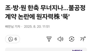 조·방·원 한축 무너지나…불공정 계약 논란에 원자력株 '뚝'