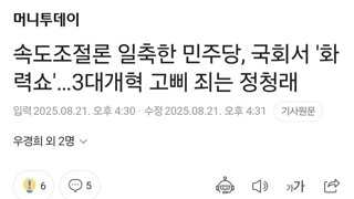 속도조절론 일축한 민주당, 국회서 '화력쇼'…3대개혁 고삐 죄는 정청래