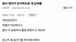 회사 경리가 눈찌름