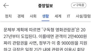 구독형 영화 관람권, 2027년부터 도입 예정