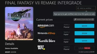 스위치2용 파판7 리메이크, 패키지 품절 사태