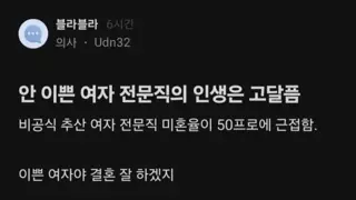 안 이쁜 여성 전문직의 고달픔