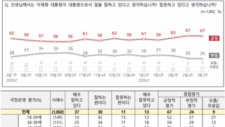 [NBS여조]이대통령 67% 민주 45% 내란 17%
