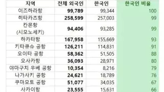 일본 소도시 한국인 비율
