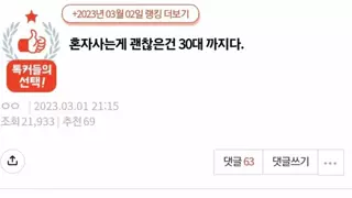 판) 혼자사는게 괜찮은건 30대 까지다