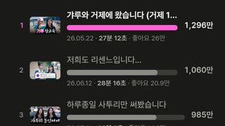 리센느 원이 안원잘부 조회수 탑10