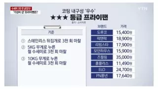 코팅 프라이팬 티어표